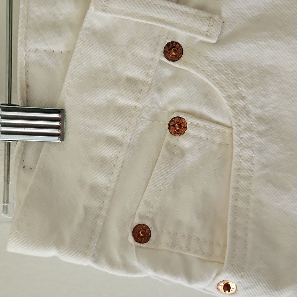Levi's Low-rise‎ White Denim Shorts Fringe Beach Festival Boho Size 28 - Picture 6 of 13